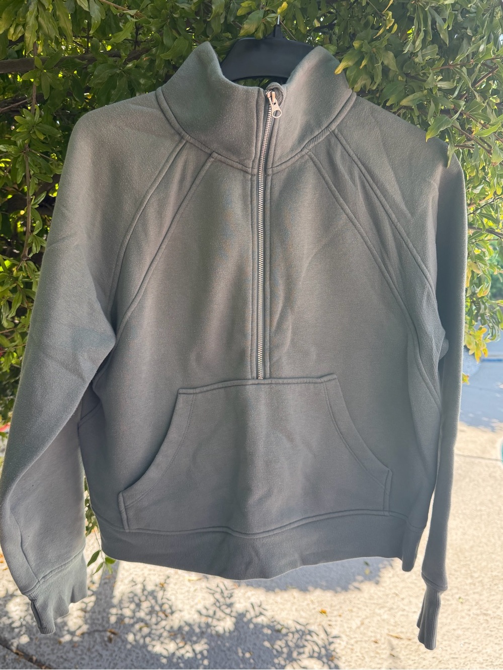 Danskin Half-Zip womens Fleece Pullover Sweater - sweatshirt Olive Green